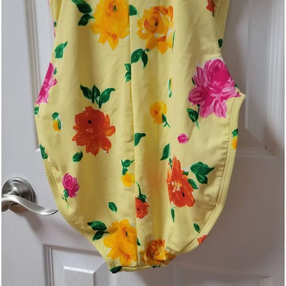 90's La Blanca Floral Yellow Onepiece Swimsuit 12